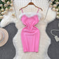 Furry Stitching Hip Base Sling Dress
