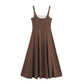 Summer Retro Waist-controlled Polka Dot Midi Skirt Sling Dress