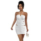 European And American-style Sexy Crisscross Halterneck Fashion Pleated Figure-flattering Bodycon Skirt