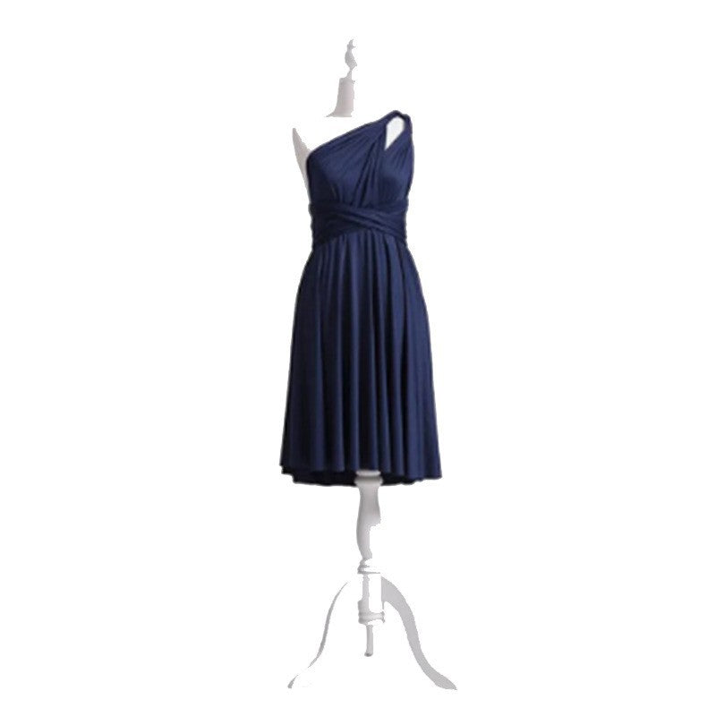 More Than Multiple Wear Rope Cross Backless Bandage One-piece Dress Long And Short