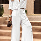 Lady Temperament Lapel Cardigan Split Button Solid Color Suit