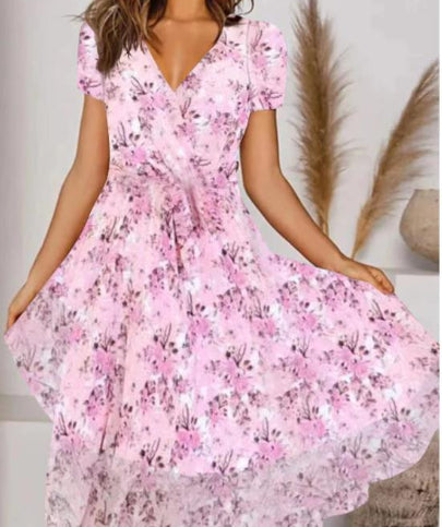 Summer Urban Casual Short Sleeve Round Neck Loose Women's Dress