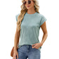 Solid Color Wave Pattern Bat-sleeve T-shirt Summer Loose Vest Casual Tank Womens Clothing