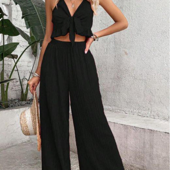 Fashion Trend Polyester Fiber Women's Top Set