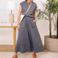 Sleeveless Colorblock Pocket Women's Suit