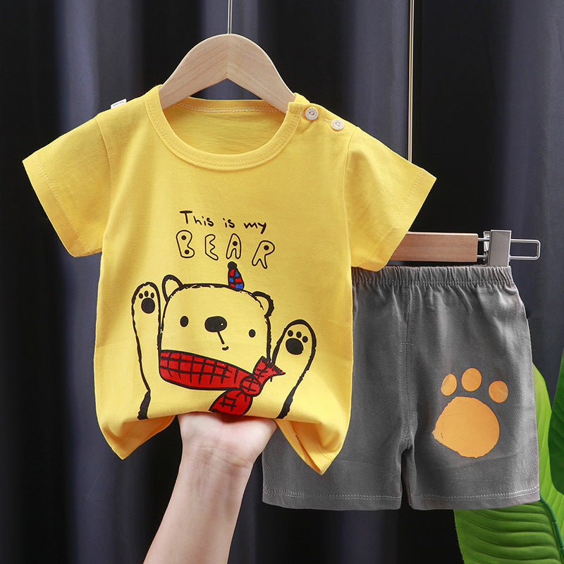 Ensemble t-shirt d'été à manches courtes pour enfant en pur coton
