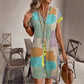 Printed Woven Elegant V-neck Button Dress