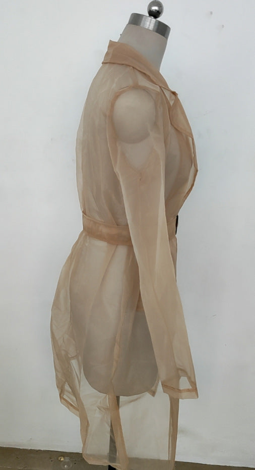 Women's Solid Color Loose Balloon Sleeve Mid Length Shirt Jacket