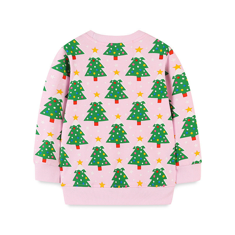 European And American Children Christmas Tree Printed Long-sleeved Pullover