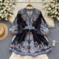 Light Luxury French Royal Style Printing Dress