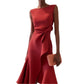 Women's Sleeveless Round Neck Red Temperament Dress