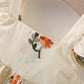 Full Body Embroidered Flowers Flounced Sleeve Cotton Dress