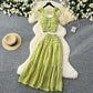 Suspender Top High Waist Crimp Skirt Two-piece Suit