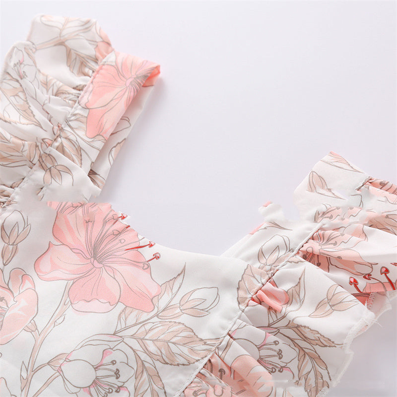 Girls Fashion Flower One-piece Romper
