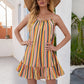 Women's Rainbow Stripe Print Slip Dress