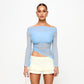 Women's Autumn Solid Color Long-sleeved Off-shoulder Top