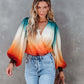Women's Gradient See-through Chiffon Fashion Printed Shirt