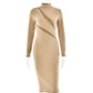 Round Neck Long Sleeve Stitching Dress Women