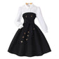Long Sleeve Lapel Button Stitching Contrasting-color Dress