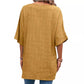 Women's V-neck Solid Color Cotton And Linen Top