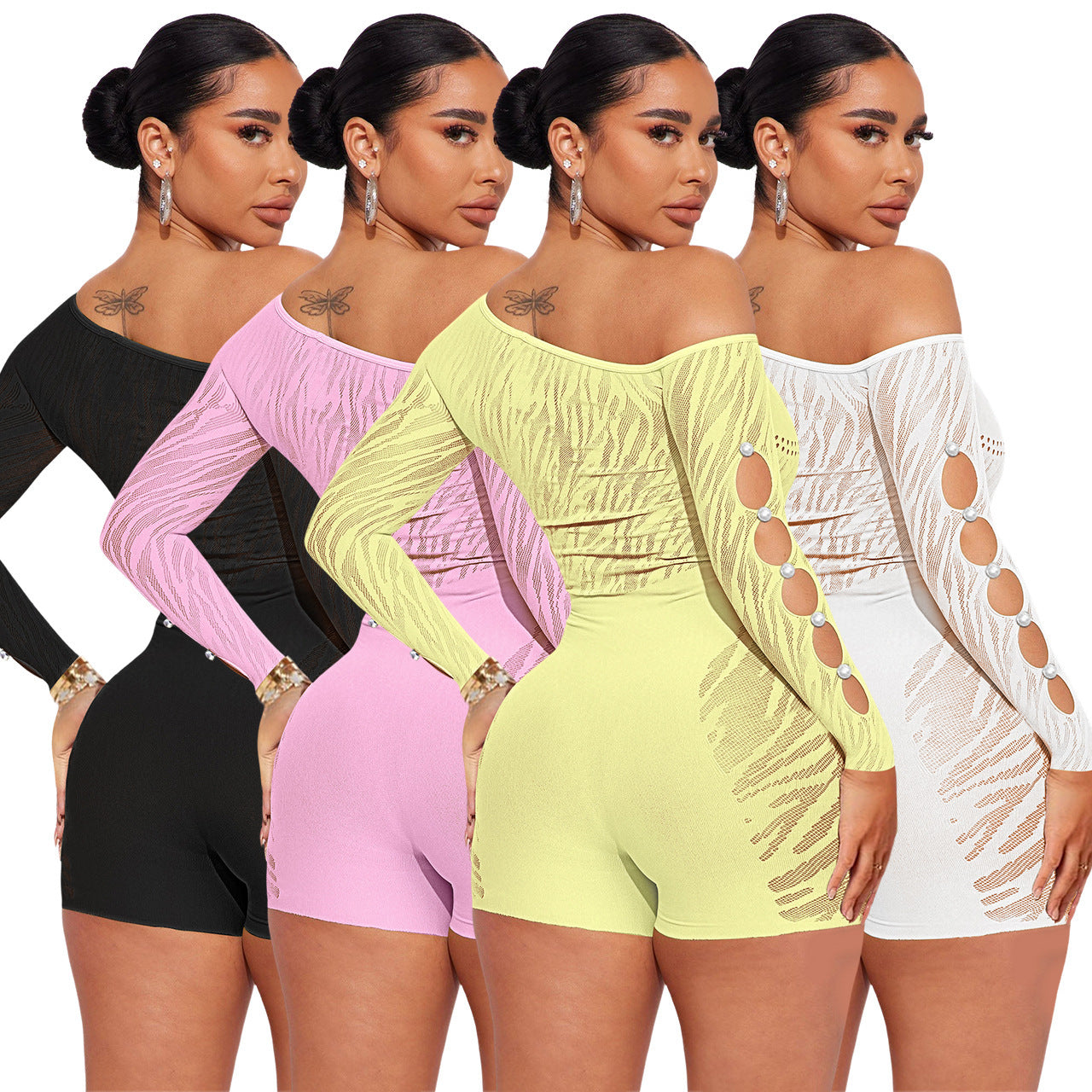 Combinaison sexy asymétrique à motif cheval et boucle en perles pour femme