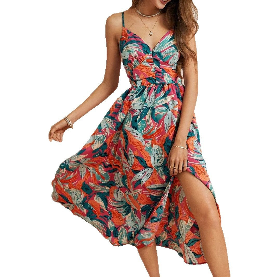 Womens Slimming Tropical Print Bodycon Dress