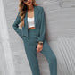 Solid Color Lapel Long Sleeve Dungarees Fashion Two-piece Suit