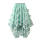 Elastic Waist Fairy Mesh Skirt Puffy Irregular Ruffled Tiered Dress