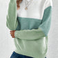 Pullover Knitted Sweater Fashion Round Neck Splicing Knitwear Loose Top Women's Clothing