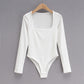 Square Neck Long Sleeve Skinny Slim Bodysuit