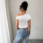 New Women's Top With Oblique Shoulder Neckline