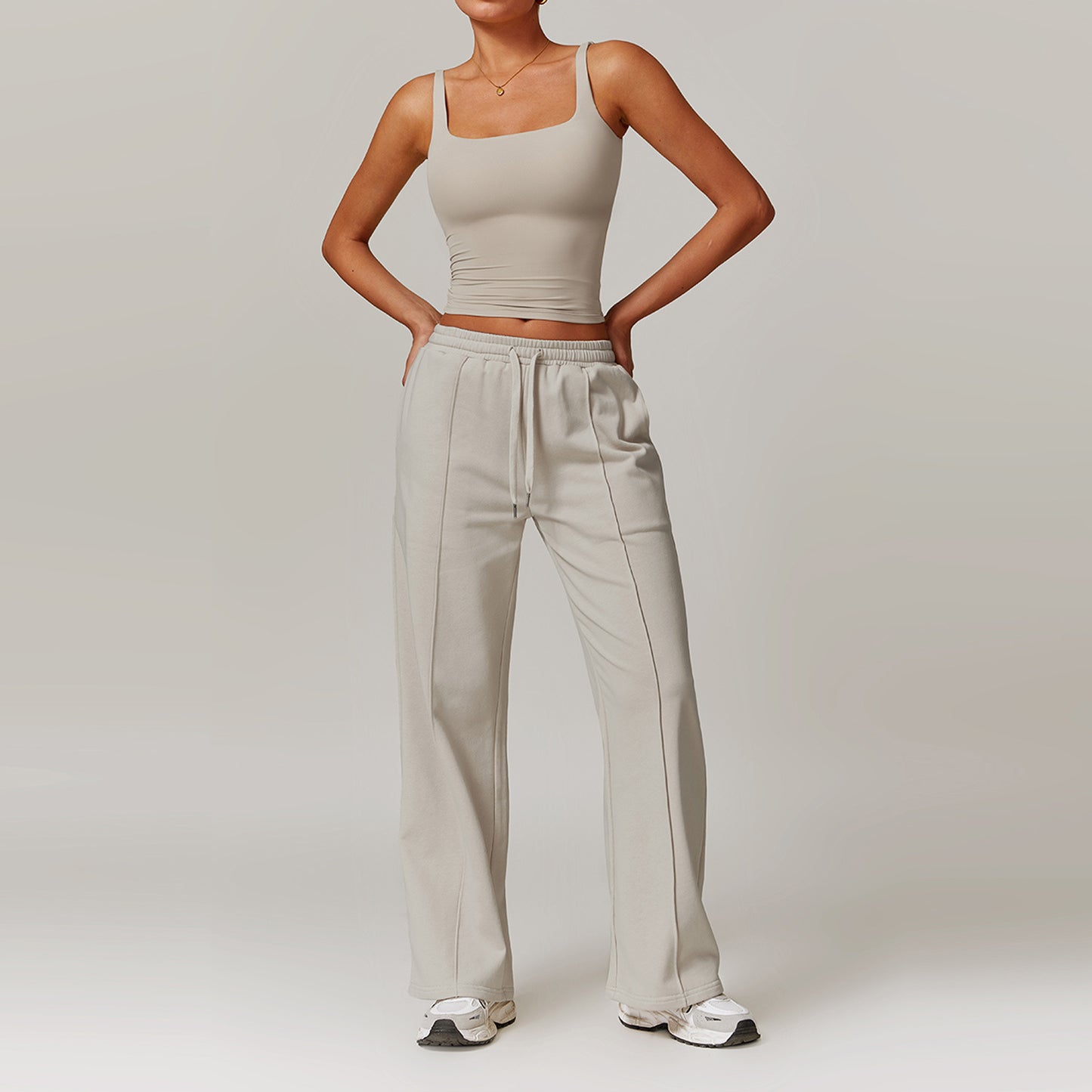 High Waist Wide Leg Slimming Long Sleeve Running Workout Comfort Suit
