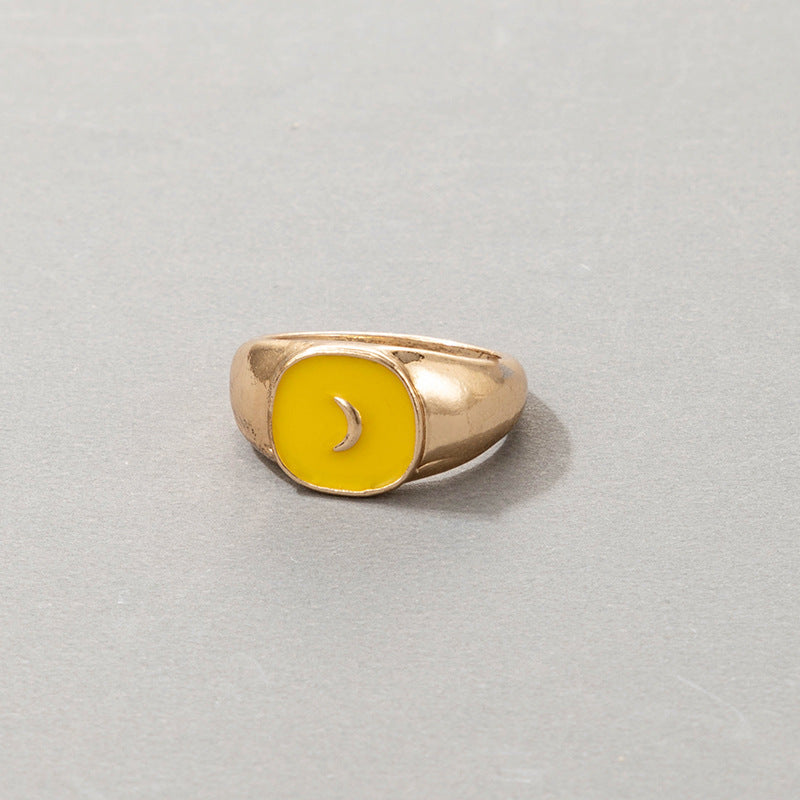 Cute Cartoon Dripping Oil Ins Wind Color Multi-element Single Ring