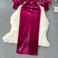 Robe en velours vintage haut de gamme abordable de luxe, niche, manches lanternes, slim, mi-longue, fendue, longueur genou, style tribunal