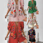 Women's Floral-print Cardigan With Tie-front Short-sleeve Top And Shorts Set