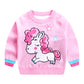Girls' Sweater, Pony Rainbow Cotton Double Layer Warm Sweater