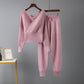 V-neck Sweater Casual Sports Pants Two-piece Set For Women