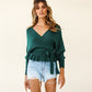 Ladies Autumn Winter Short Pullover V-Neck Knitted Top