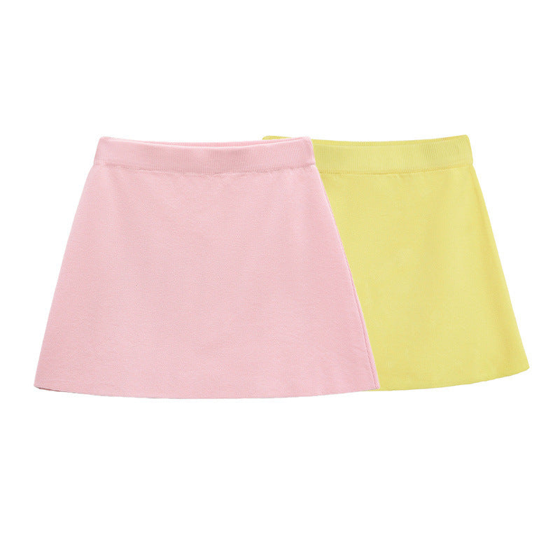Short-sleeved Knitted Top Mini Skirt Suit