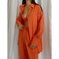 Women's Casual Loose Shirt High Waist Trousers Two Piece Set