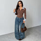Womens Slim-Fit Spliced Fake Two-Piece Jumpsuit