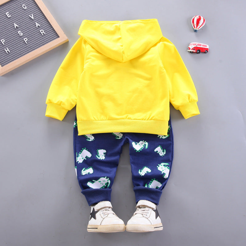 Boys' Cartoon Dinosaur Zipper Cardigan Three-piece Set