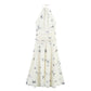 Backless Animal Print Hanging Collar Long Dress