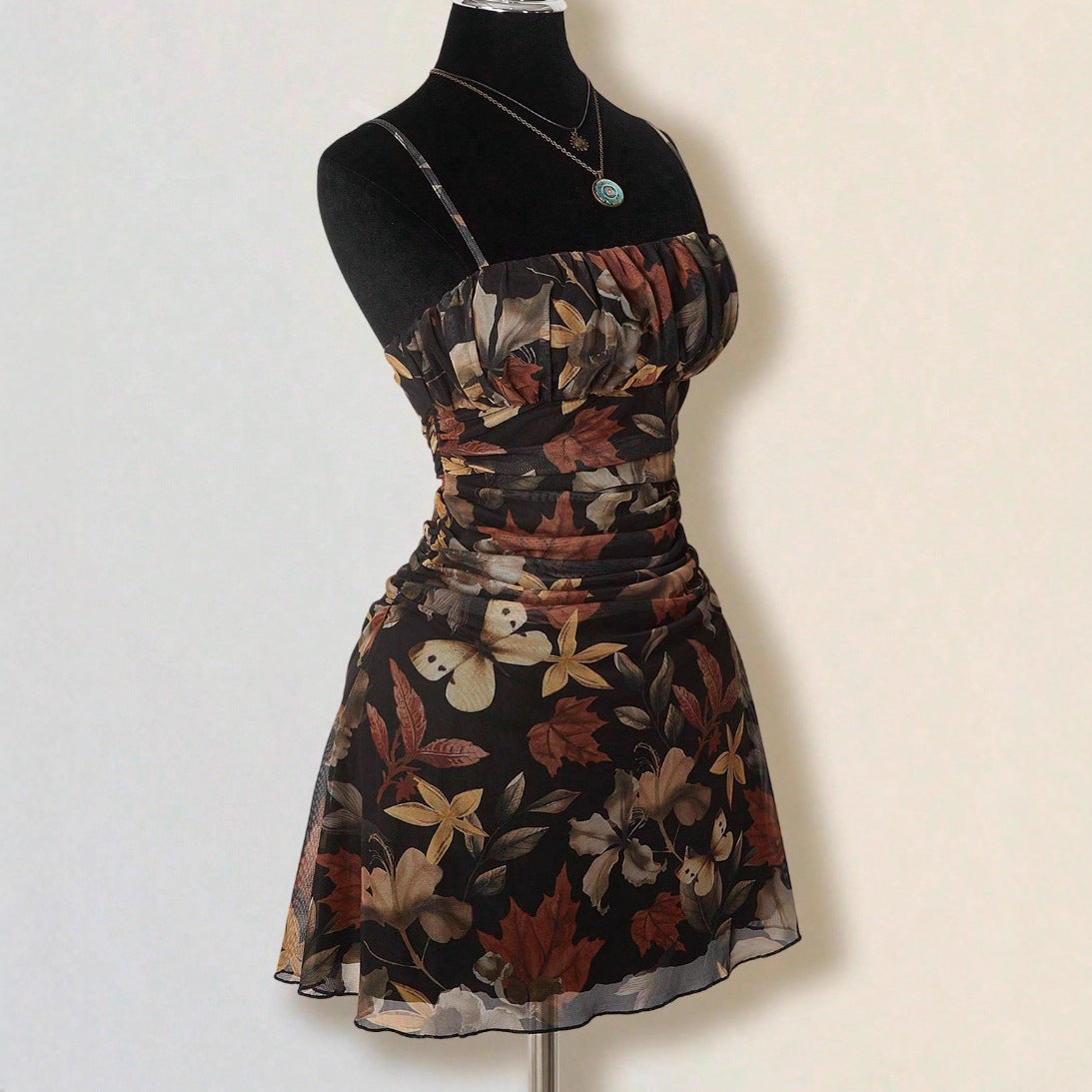 Sexy Strap Print Dark Gothic Style Loose Dress