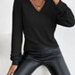 Niche V-neck Cross Pullover Long-sleeved T-shirt For Women