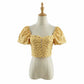 Puff Sleeve Princess Wind Floral Square Neck Sweet And T-shirt