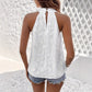 Solid Color Textured Cross-halterneck Sleeveless Shirt