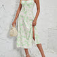 French-style Slip Dress With Side Slit And Print For Women