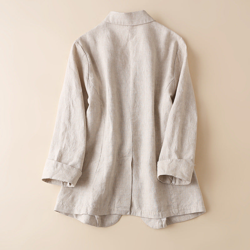 Threequarter Sleeve Cotton And Linen New Spring And Summer Allmatch Ladies Suit