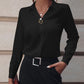 Commuter Women's Shirt Versatile Simple Solid Color Long Sleeve Mid-length Plus Size